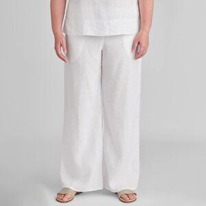 FLAX‎ Linen Wide Leg Pants Large White